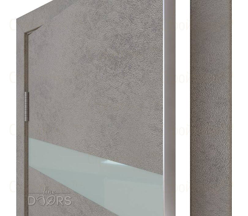 Дверь межкомнатная шумоизоляционная Линия дверей DO-602 (ДО-602) Бетон светлый/стекло Белое