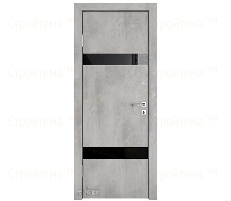 Дверь межкомнатная шумоизоляционная Линия дверей DO-602 (ДО-602) Бетон светлый/стекло Черное