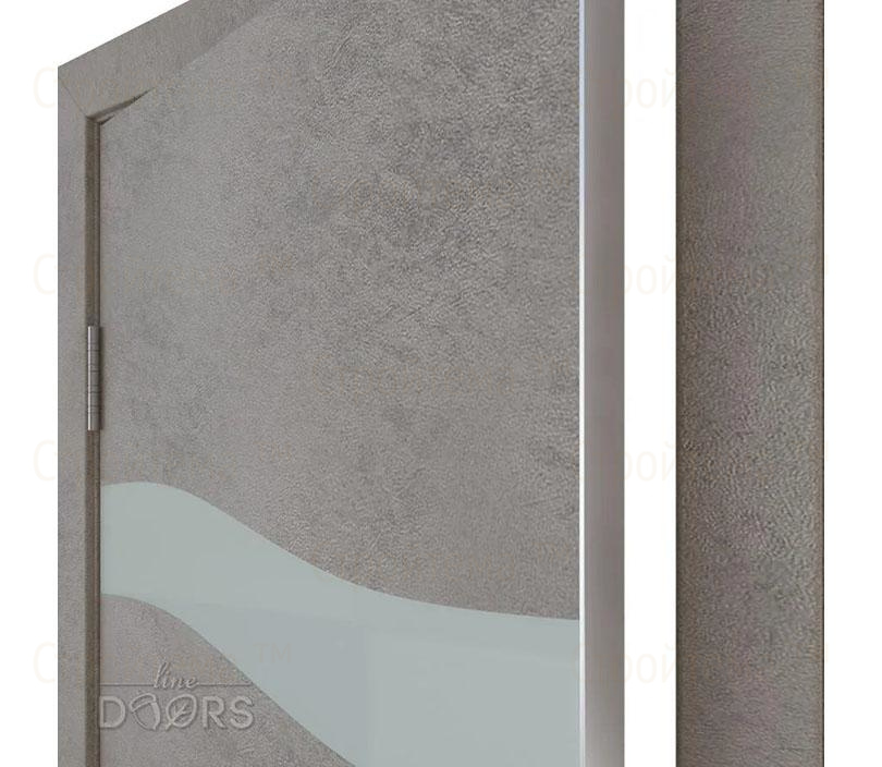 Дверь межкомнатная шумоизоляционная Линия дверей DO-603 (ДО-603) Бетон светлый/стекло Белое