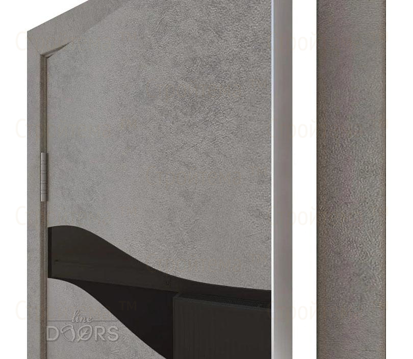 Дверь межкомнатная шумоизоляционная Линия дверей DO-603 (ДО-603) Бетон светлый/стекло Черное