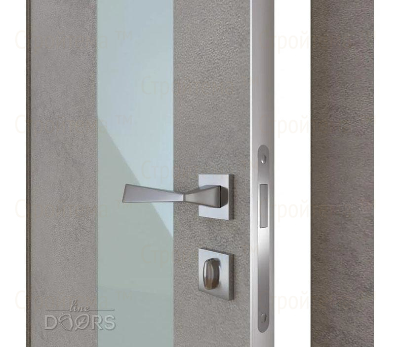 Дверь межкомнатная шумоизоляционная Линия дверей DO-604 (ДО-604) Бетон светлый/стекло Белое
