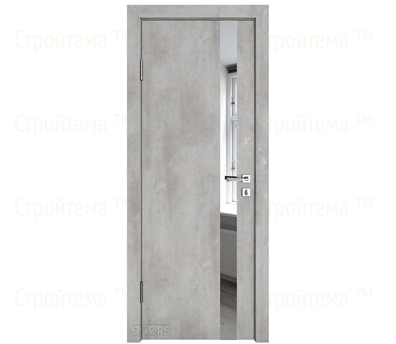 Дверь межкомнатная шумоизоляционная Линия дверей DO-607 (ДО-607) Бетон светлый/Зеркало