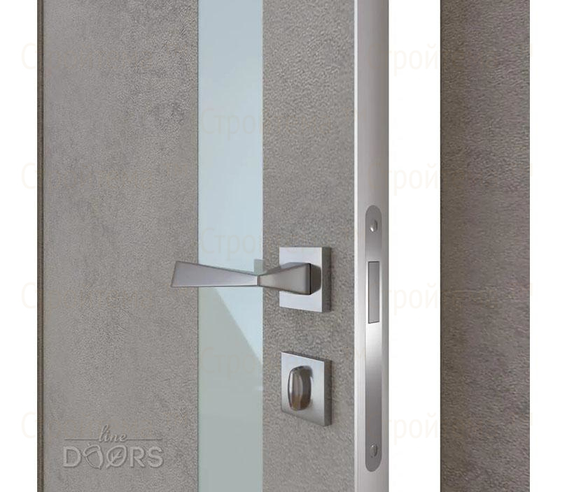 Дверь межкомнатная шумоизоляционная Линия дверей DO-607 (ДО-607) Бетон светлый/стекло Белое