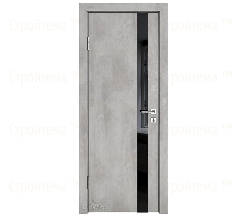 Дверь межкомнатная шумоизоляционная Линия дверей DO-607 (ДО-607) Бетон светлый/стекло Черное