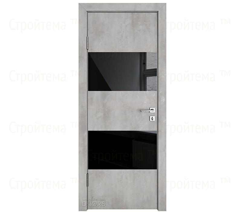 Дверь межкомнатная шумоизоляционная Линия дверей DO-608 (ДО-608) Бетон светлый/стекло Черное