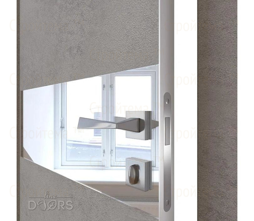 Дверь межкомнатная шумоизоляционная Линия дверей DO-609 (ДО-609) Бетон светлый/Зеркало