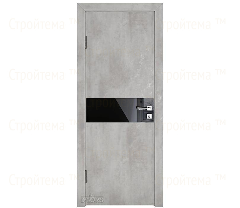 Дверь межкомнатная шумоизоляционная Линия дверей DO-609 (ДО-609) Бетон светлый/стекло Черное