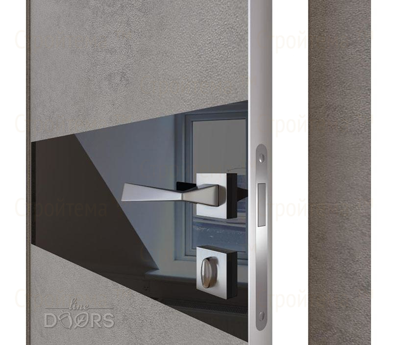Дверь межкомнатная шумоизоляционная Линия дверей DO-609 (ДО-609) Бетон светлый/стекло Черное