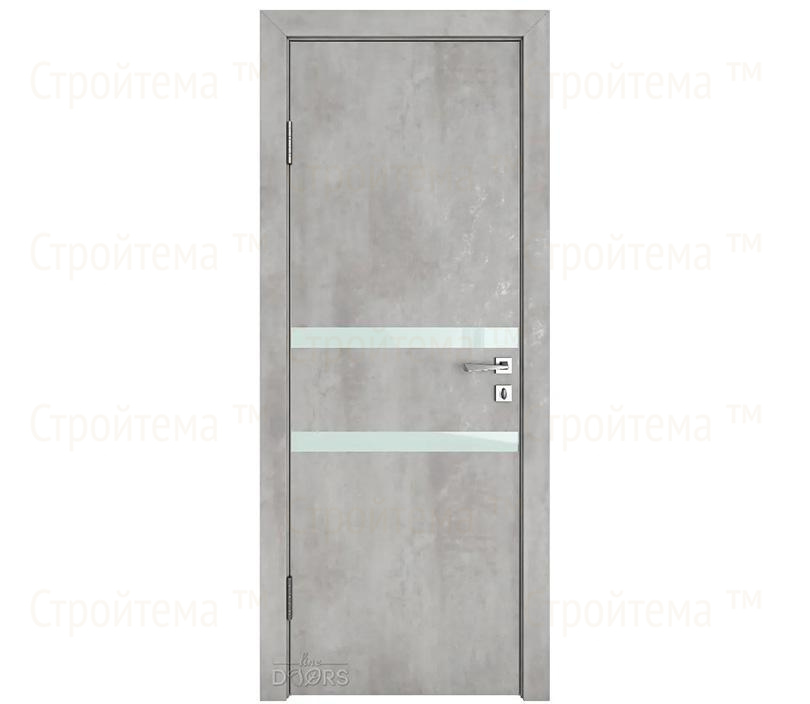 Дверь межкомнатная шумоизоляционная Линия дверей DO-613 (ДО-613) Бетон светлый/стекло Белое