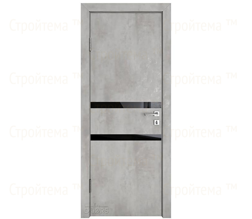 Дверь межкомнатная шумоизоляционная Линия дверей DO-613 (ДО-613) Бетон светлый/стекло Черное