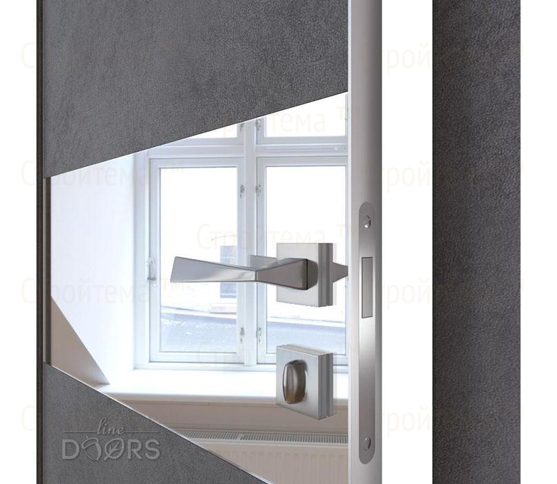 Дверь межкомнатная шумоизоляционная Линия дверей DO-601 (ДО-601) Бетон темный/Зеркало