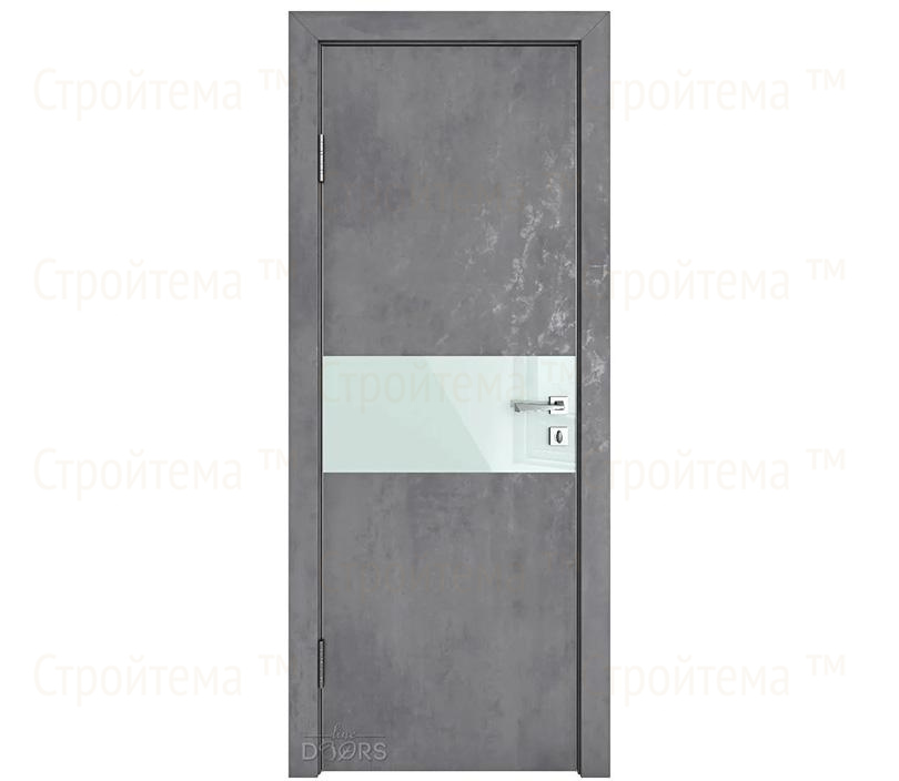 Дверь межкомнатная шумоизоляционная Линия дверей DO-601 (ДО-601) Бетон темный/стекло Белое