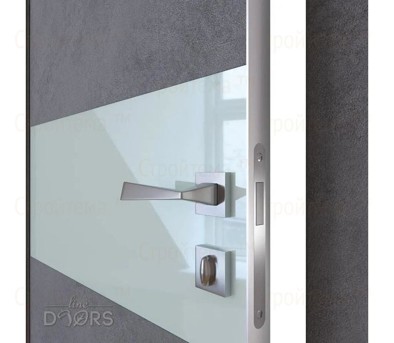 Дверь межкомнатная шумоизоляционная Линия дверей DO-601 (ДО-601) Бетон темный/стекло Белое