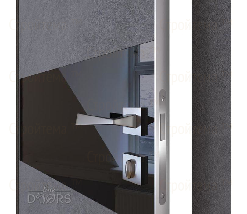 Дверь межкомнатная шумоизоляционная Линия дверей DO-601 (ДО-601) Бетон темный/стекло Черное