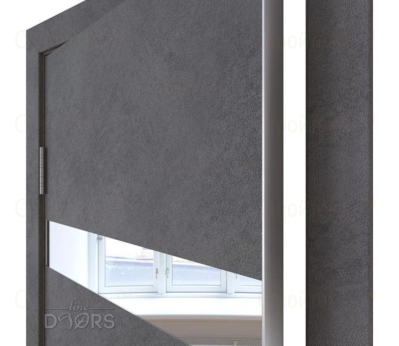 Дверь межкомнатная шумоизоляционная Линия дверей DO-602 (ДО-602) Бетон темный/Зеркало