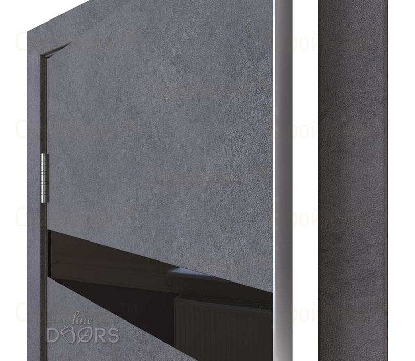Дверь межкомнатная шумоизоляционная Линия дверей DO-602 (ДО-602) Бетон темный/стекло Черное