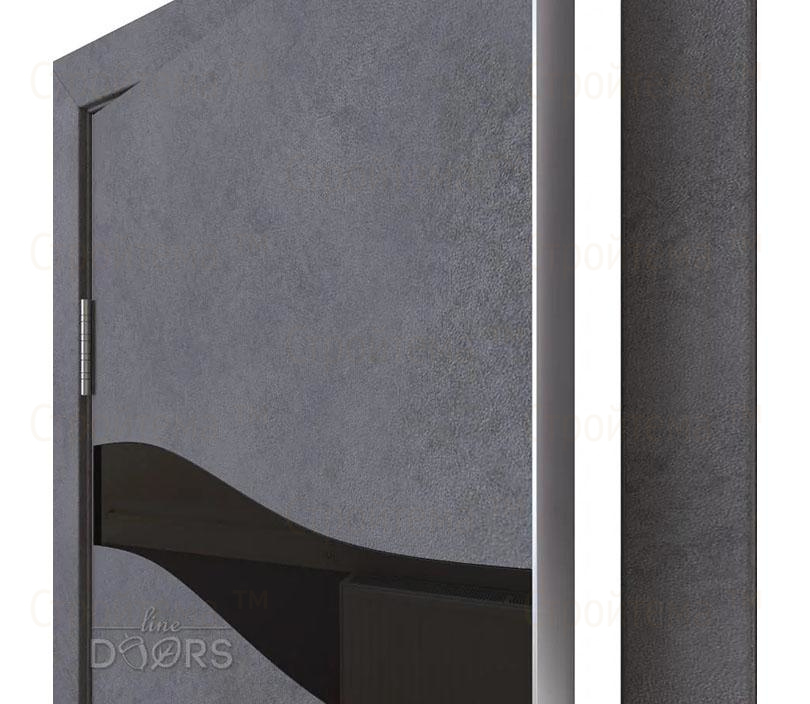 Дверь межкомнатная шумоизоляционная Линия дверей DO-603 (ДО-603) Бетон темный/стекло Черное