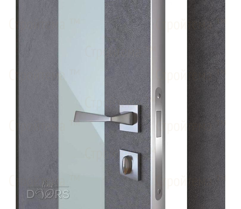 Дверь межкомнатная шумоизоляционная Линия дверей DO-604 (ДО-604) Бетон темный/стекло Белое