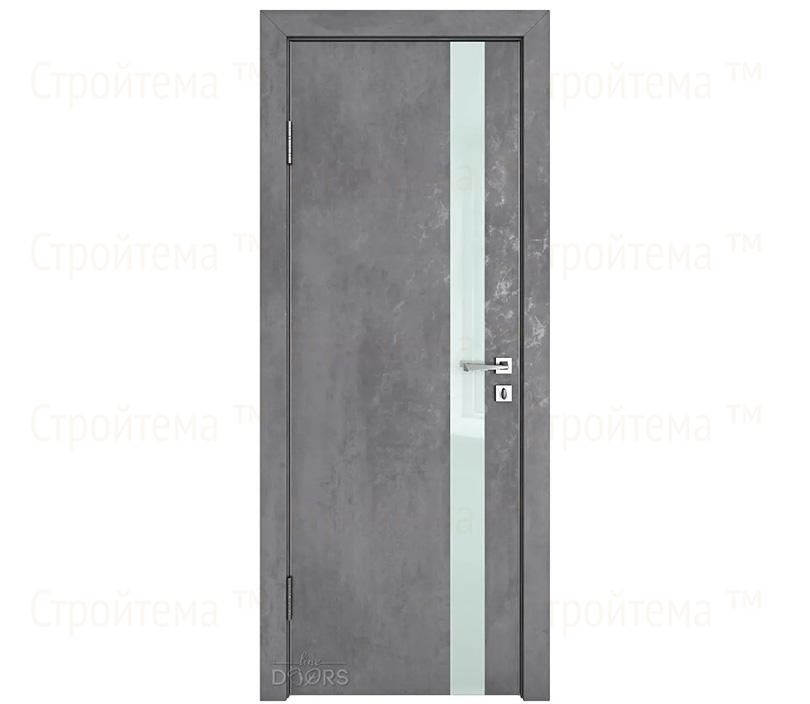 Дверь межкомнатная шумоизоляционная Линия дверей DO-607 (ДО-607) Бетон темный/стекло Белое