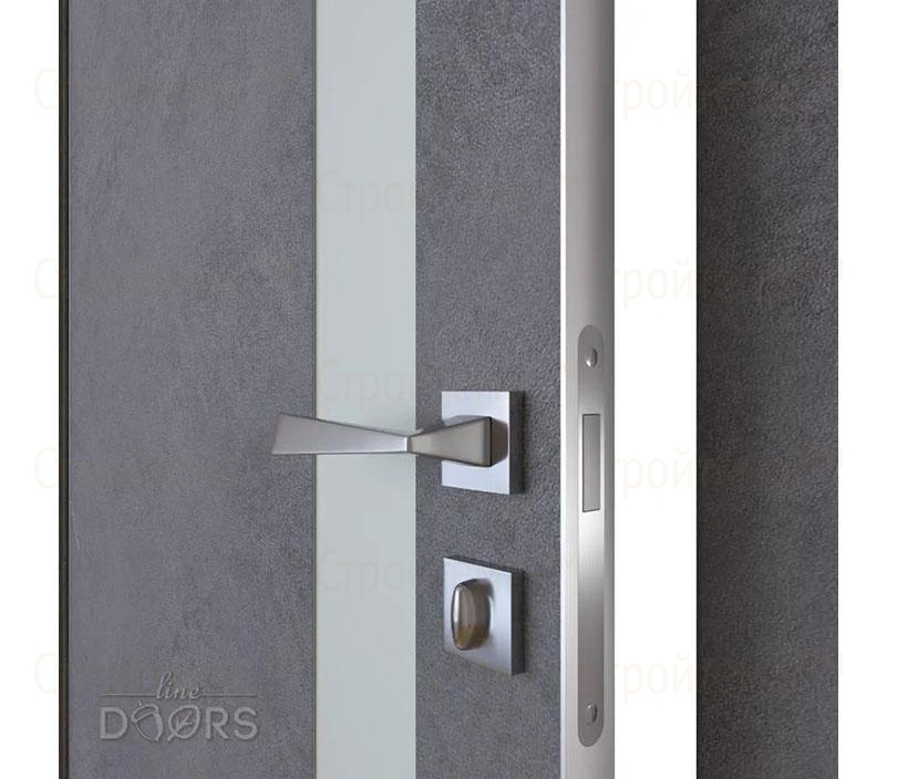 Дверь межкомнатная шумоизоляционная Линия дверей DO-607 (ДО-607) Бетон темный/Снег