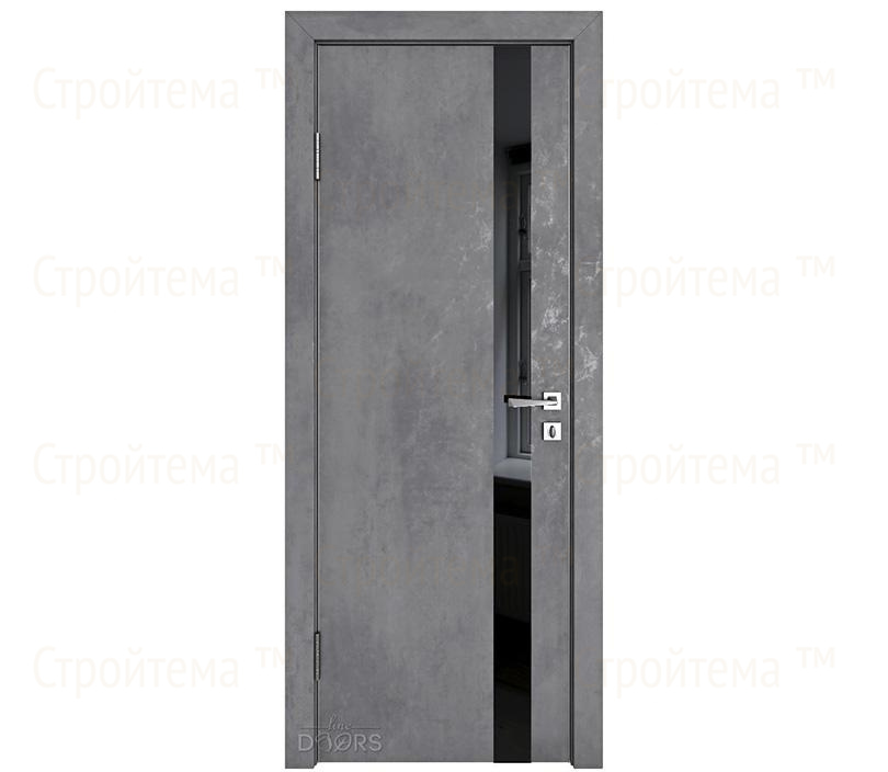 Дверь межкомнатная шумоизоляционная Линия дверей DO-607 (ДО-607) Бетон темный/стекло Черное