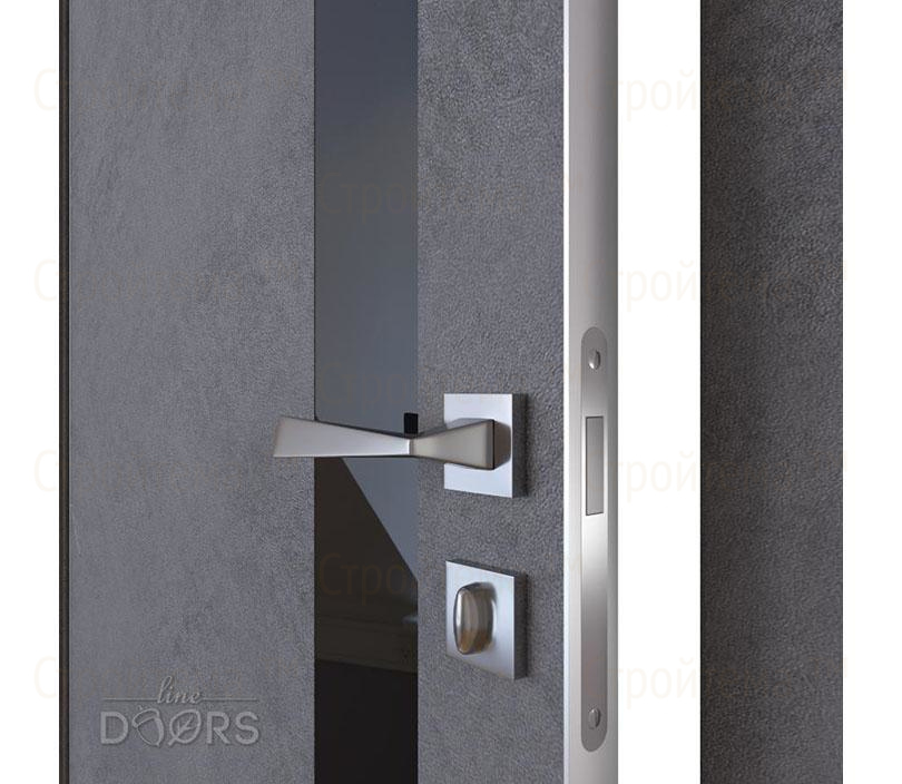 Дверь межкомнатная шумоизоляционная Линия дверей DO-607 (ДО-607) Бетон темный/стекло Черное