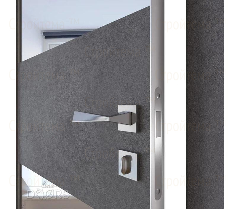 Дверь межкомнатная шумоизоляционная Линия дверей DO-608 (ДО-608) Бетон темный/Зеркало