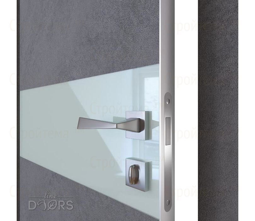 Дверь межкомнатная шумоизоляционная Линия дверей DO-609 (ДО-609) Бетон темный/стекло Белое