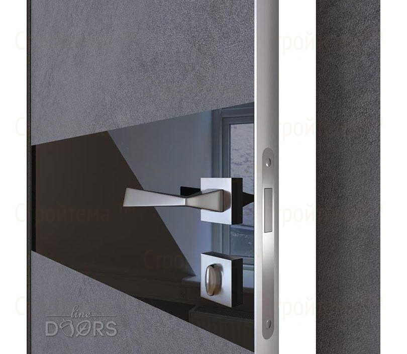 Дверь межкомнатная шумоизоляционная Линия дверей DO-609 (ДО-609) Бетон темный/стекло Черное