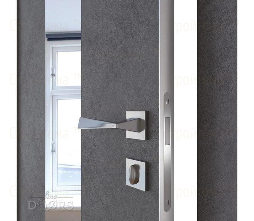 Дверь межкомнатная шумоизоляционная Линия дверей DO-610 (ДО-610) Бетон темный/Зеркало