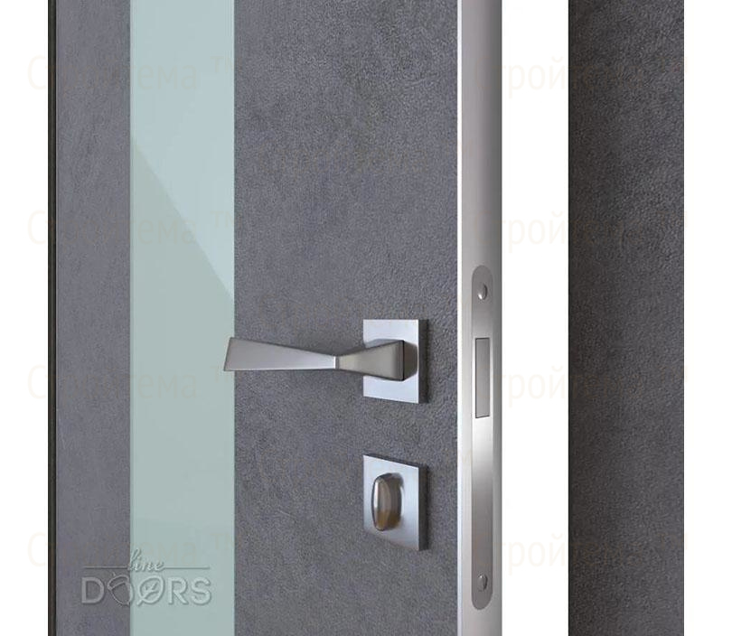 Дверь межкомнатная шумоизоляционная Линия дверей DO-610 (ДО-610) Бетон темный/стекло Белое