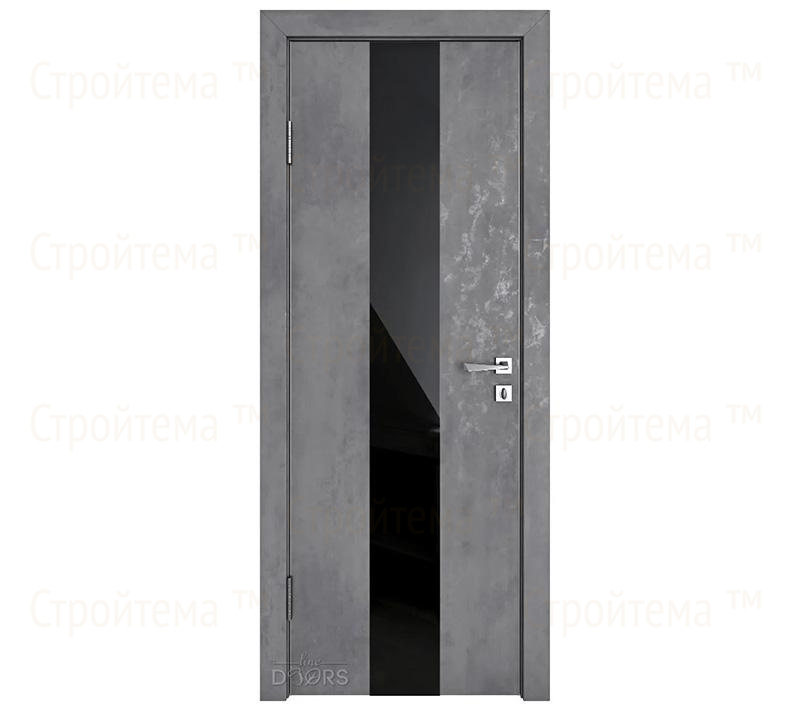 Дверь межкомнатная шумоизоляционная Линия дверей DO-610 (ДО-610) Бетон темный/стекло Черное