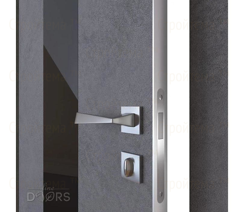 Дверь межкомнатная шумоизоляционная Линия дверей DO-610 (ДО-610) Бетон темный/стекло Черное