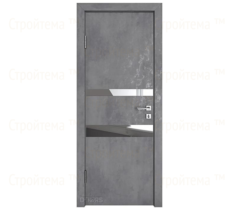 Дверь межкомнатная шумоизоляционная Линия дверей DO-612 (ДО-612) Бетон темный/Зеркало