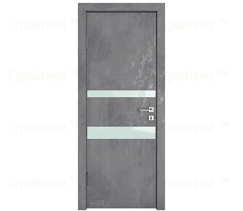 Дверь межкомнатная шумоизоляционная Линия дверей DO-612 (ДО-612) Бетон темный/стекло Белое