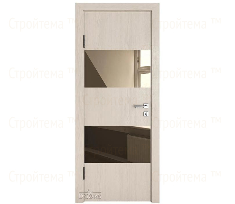 Дверь межкомнатная шумоизоляционная Линия дверей DO-608 (ДО-608) Ясень капучино/зеркало Бронза