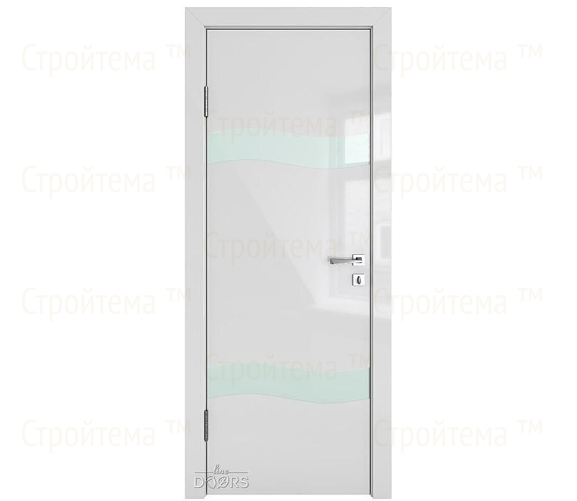 Дверь межкомнатная шумоизоляционная Линия дверей DO-603 (ДО-603) Серый глянец/стекло Белое