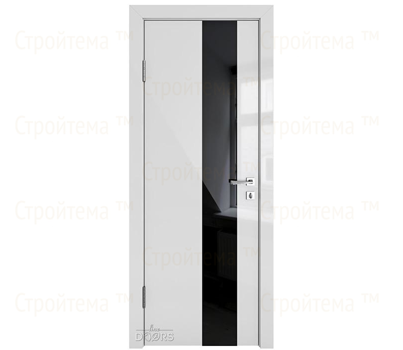 Дверь межкомнатная шумоизоляционная Линия дверей DO-604 (ДО-604) Серый глянец/стекло Черное