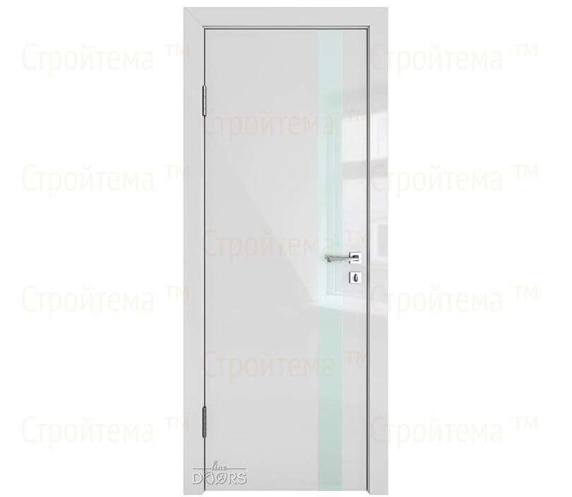 Дверь межкомнатная шумоизоляционная Линия дверей DO-607 (ДО-607) Серый глянец/стекло Белое