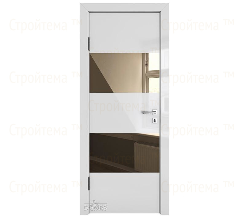Дверь межкомнатная шумоизоляционная Линия дверей DO-608 (ДО-608) Серый глянец/зеркало Бронза
