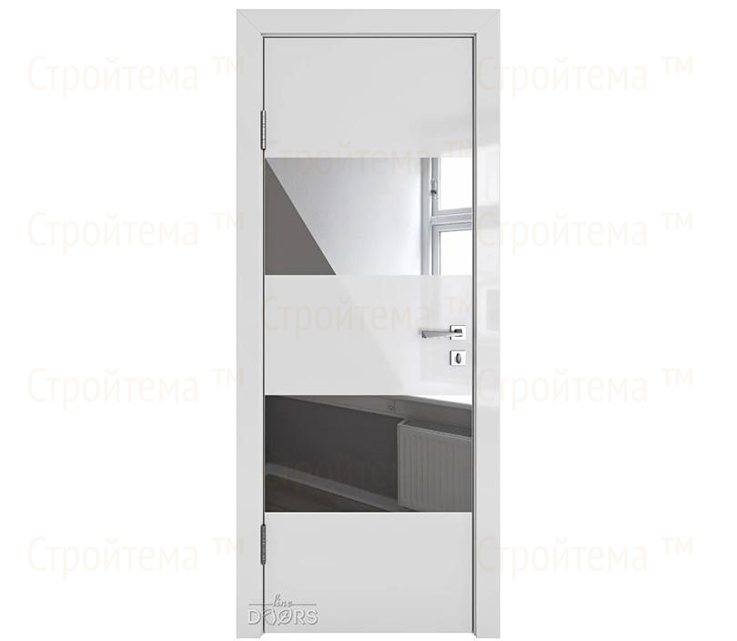 Дверь межкомнатная шумоизоляционная Линия дверей DO-608 (ДО-608) Серый глянец/Зеркало