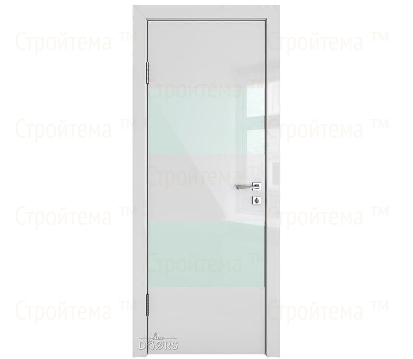 Дверь межкомнатная шумоизоляционная Линия дверей DO-608 (ДО-608) Серый глянец/стекло Белое