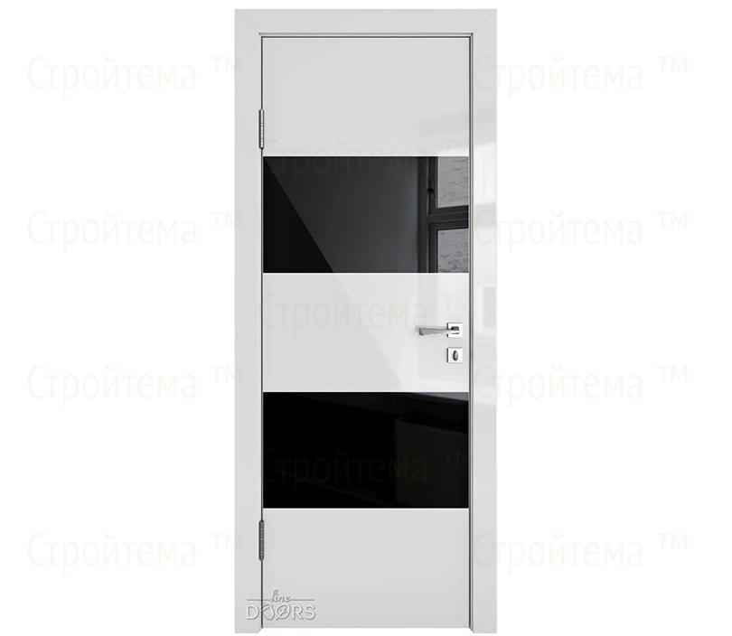 Дверь межкомнатная шумоизоляционная Линия дверей DO-608 (ДО-608) Серый глянец/стекло Черное