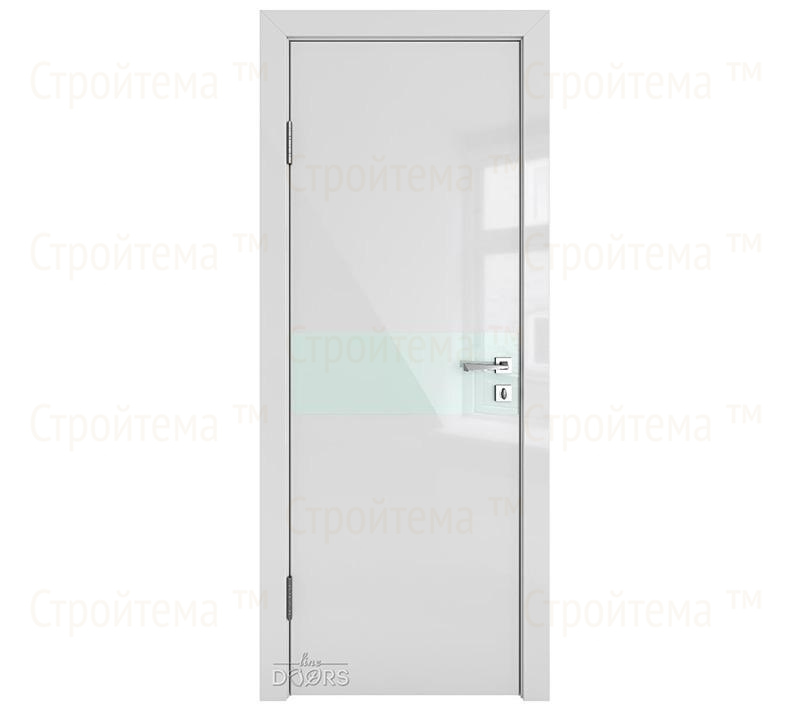 Дверь межкомнатная шумоизоляционная Линия дверей DO-609 (ДО-609) Серый глянец/стекло Белое
