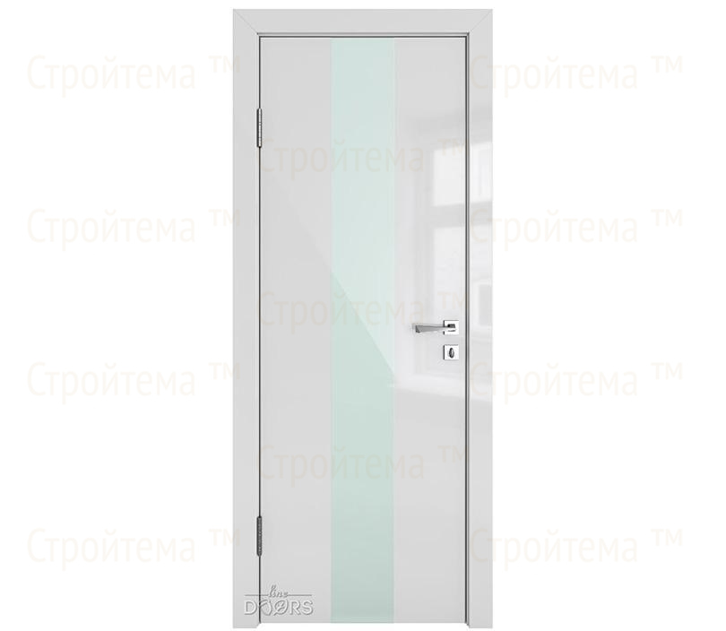 Дверь межкомнатная шумоизоляционная Линия дверей DO-610 (ДО-610) Серый глянец/стекло Белое