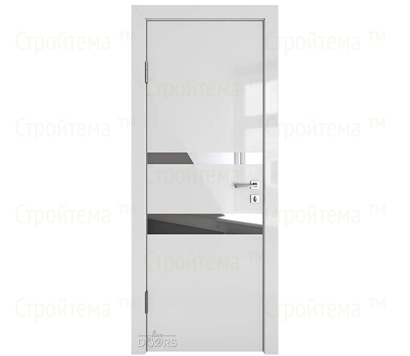 Дверь межкомнатная шумоизоляционная Линия дверей DO-612 (ДО-612) Серый глянец/Зеркало