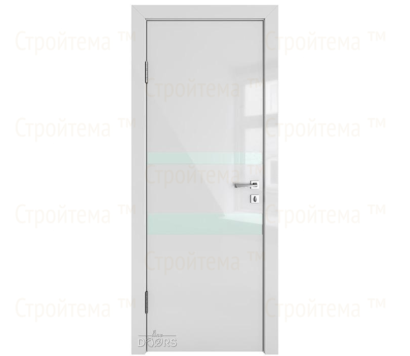 Дверь межкомнатная шумоизоляционная Линия дверей DO-612 (ДО-612) Серый глянец/стекло Белое