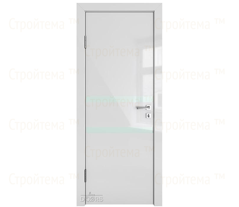 Дверь межкомнатная шумоизоляционная Линия дверей DO-613 (ДО-613) Серый глянец/стекло Белое