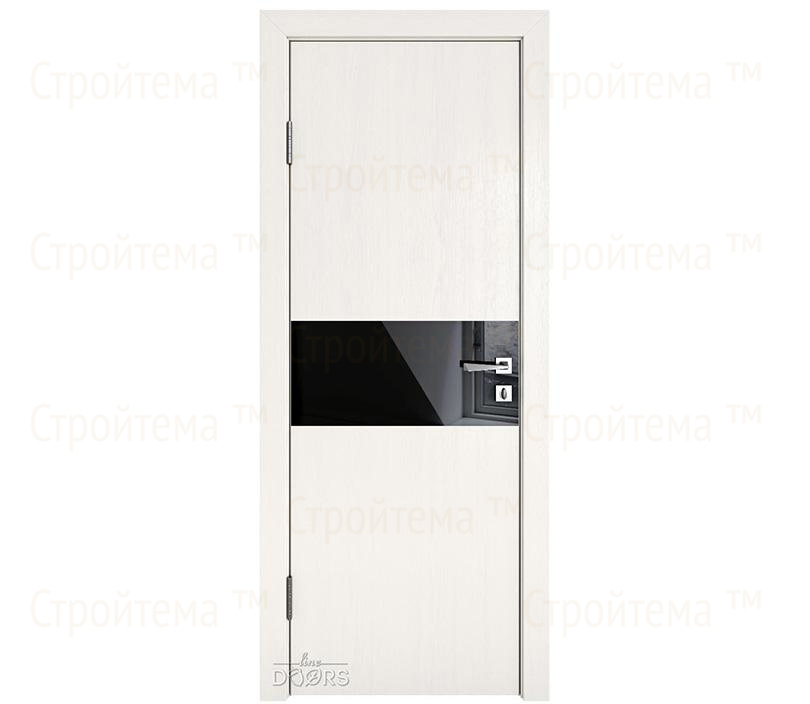 Дверь межкомнатная шумоизоляционная Линия дверей DO-601 (ДО-601) Белый ясень/стекло Черное