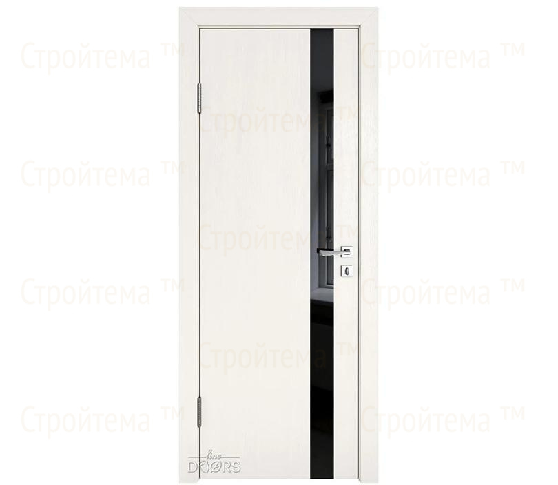Дверь межкомнатная шумоизоляционная Линия дверей DO-607 (ДО-607) Белый ясень/стекло Черное